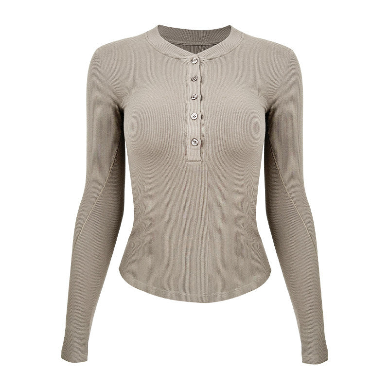 Women's long sleeve shirt with button placket from
