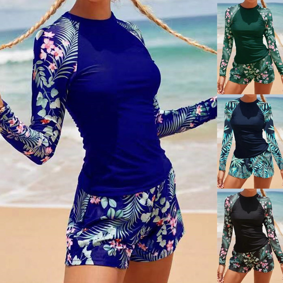 Women’s UV Protection Swimsuit with Long Sleeves and Shorts
