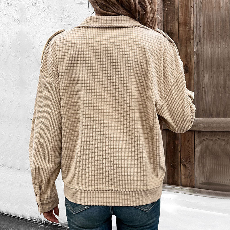 Women's Casual Structured Jacket with Front Zipper