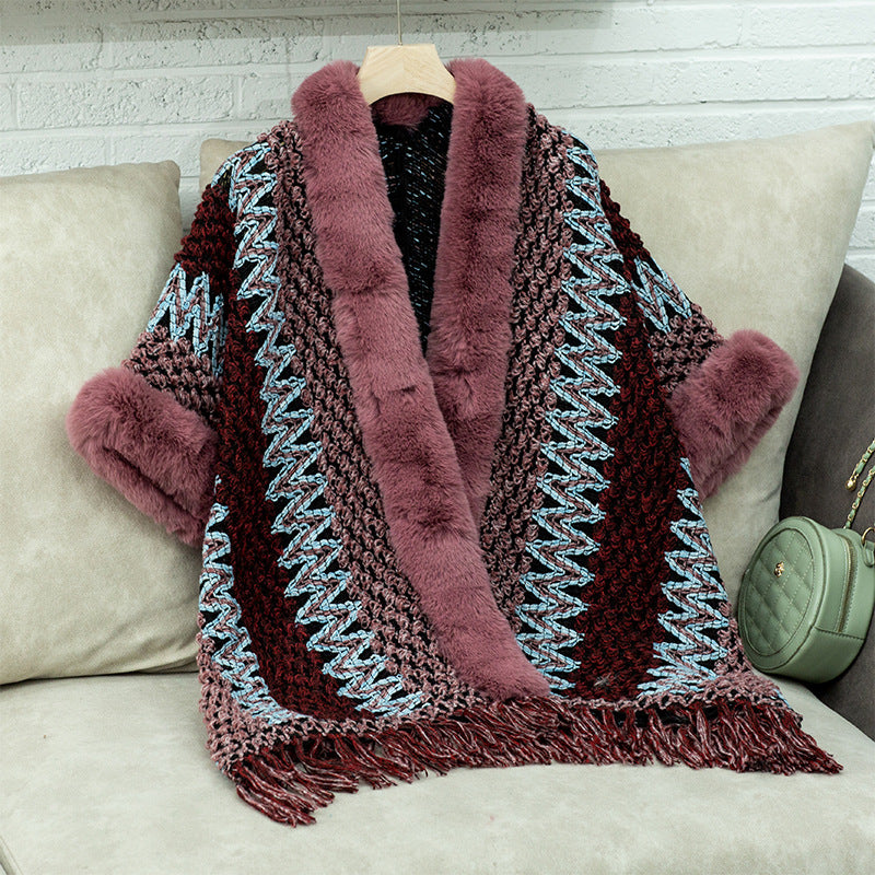 Women's Cozy Cardigan with Luxurious Faux Fur Trim