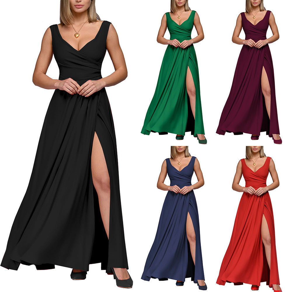 Women's elegant maxi dress with side slit