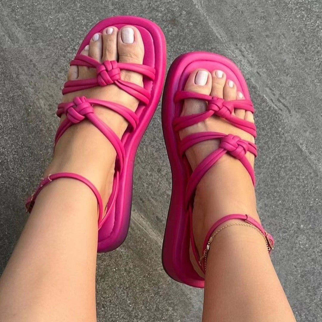 Women's sandals with innovative knot design and non-slip sole