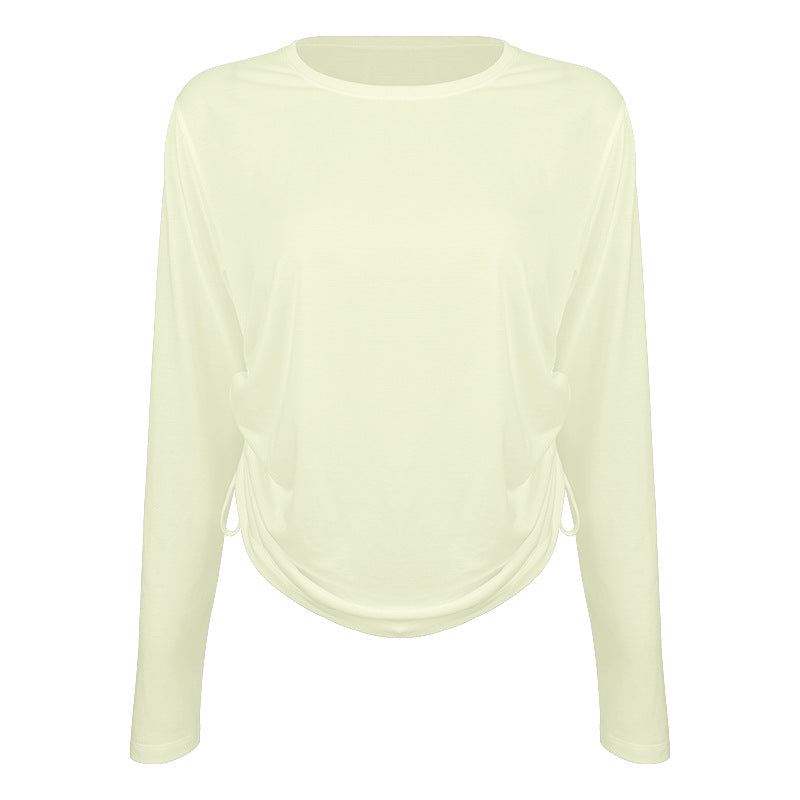 Women's casual long sleeve shirt with adjustable hem and breathable properties