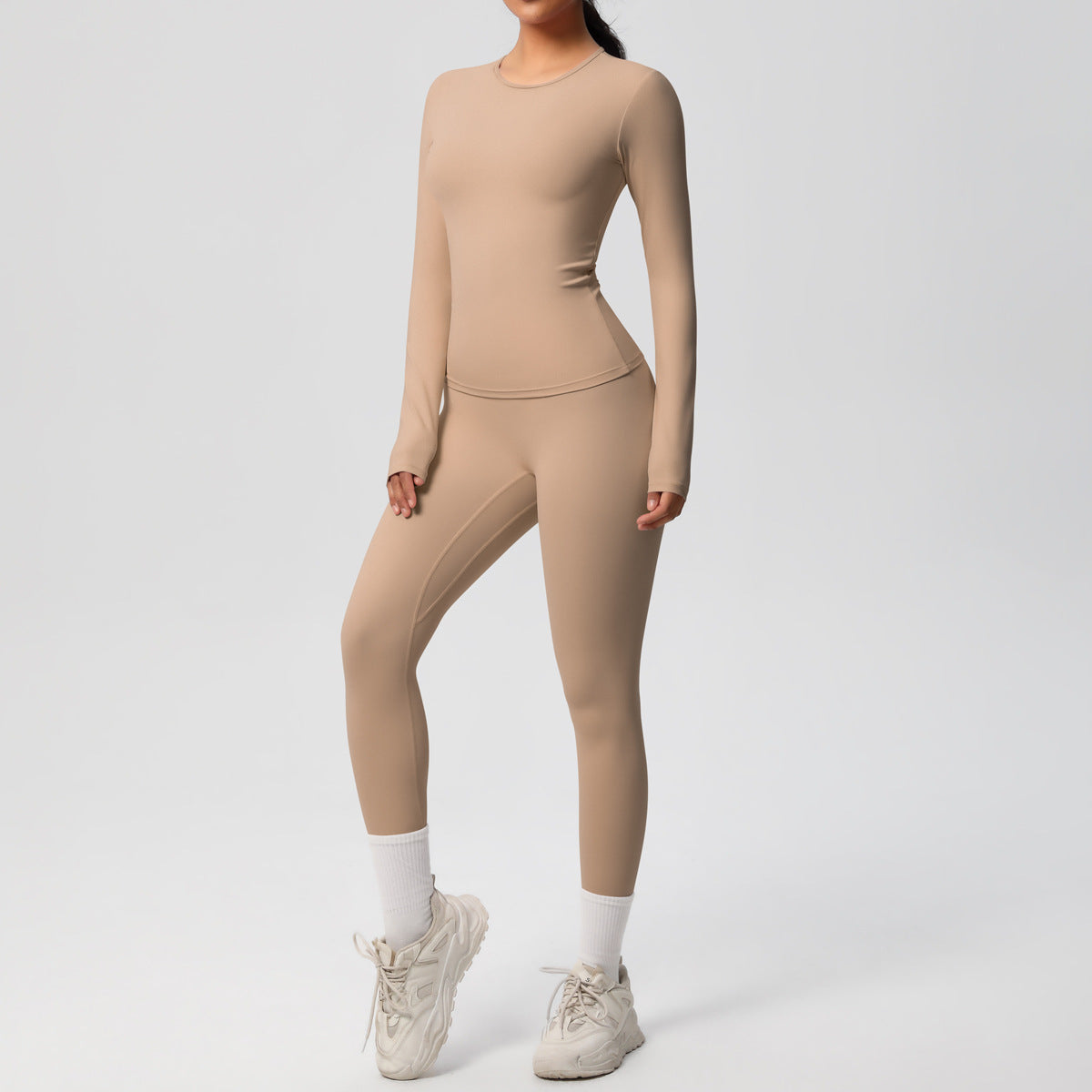 Women Shaping Long Sleeve Top and High Waisted Leggings Set