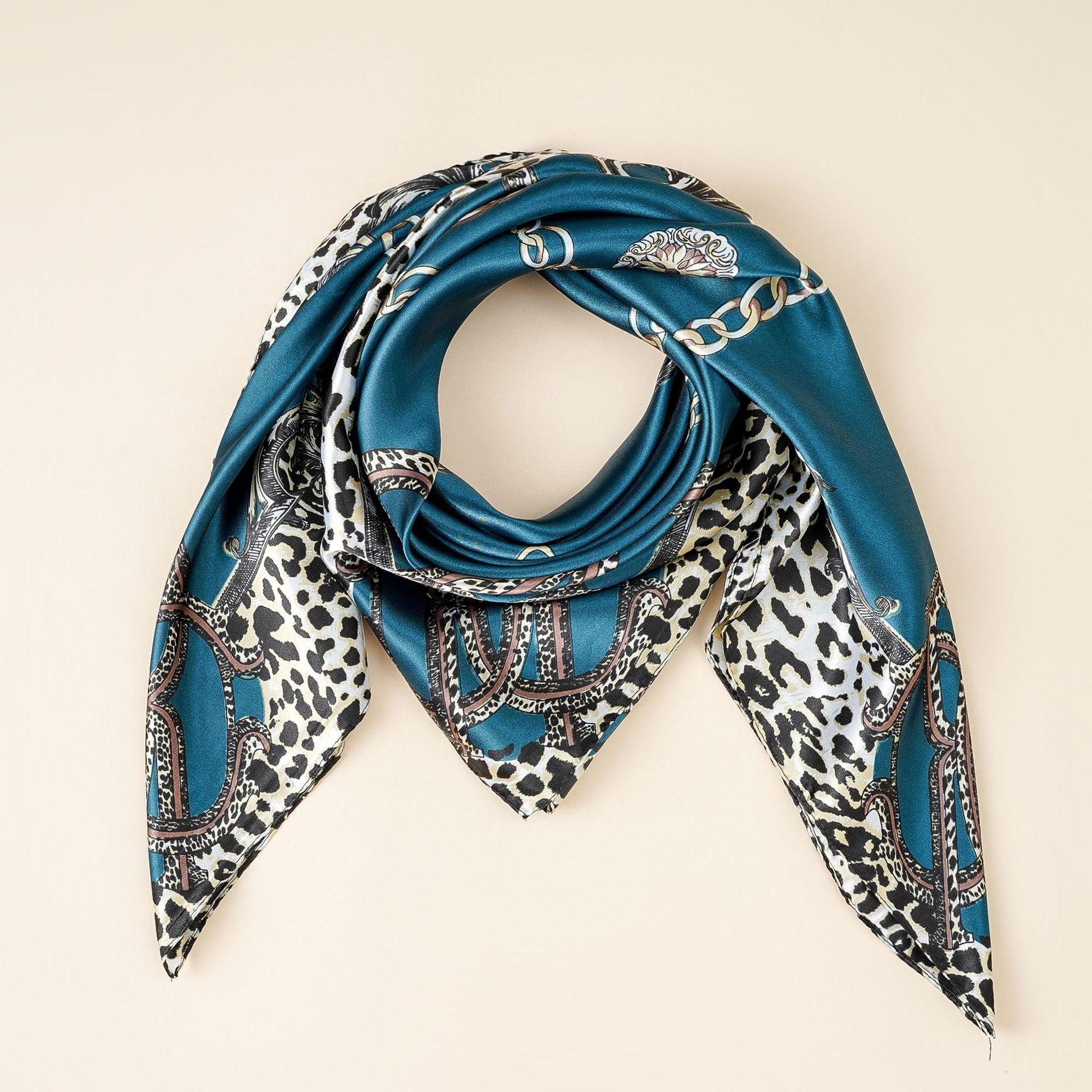 Ladies silk scarf with elegant animal pattern and luxurious design