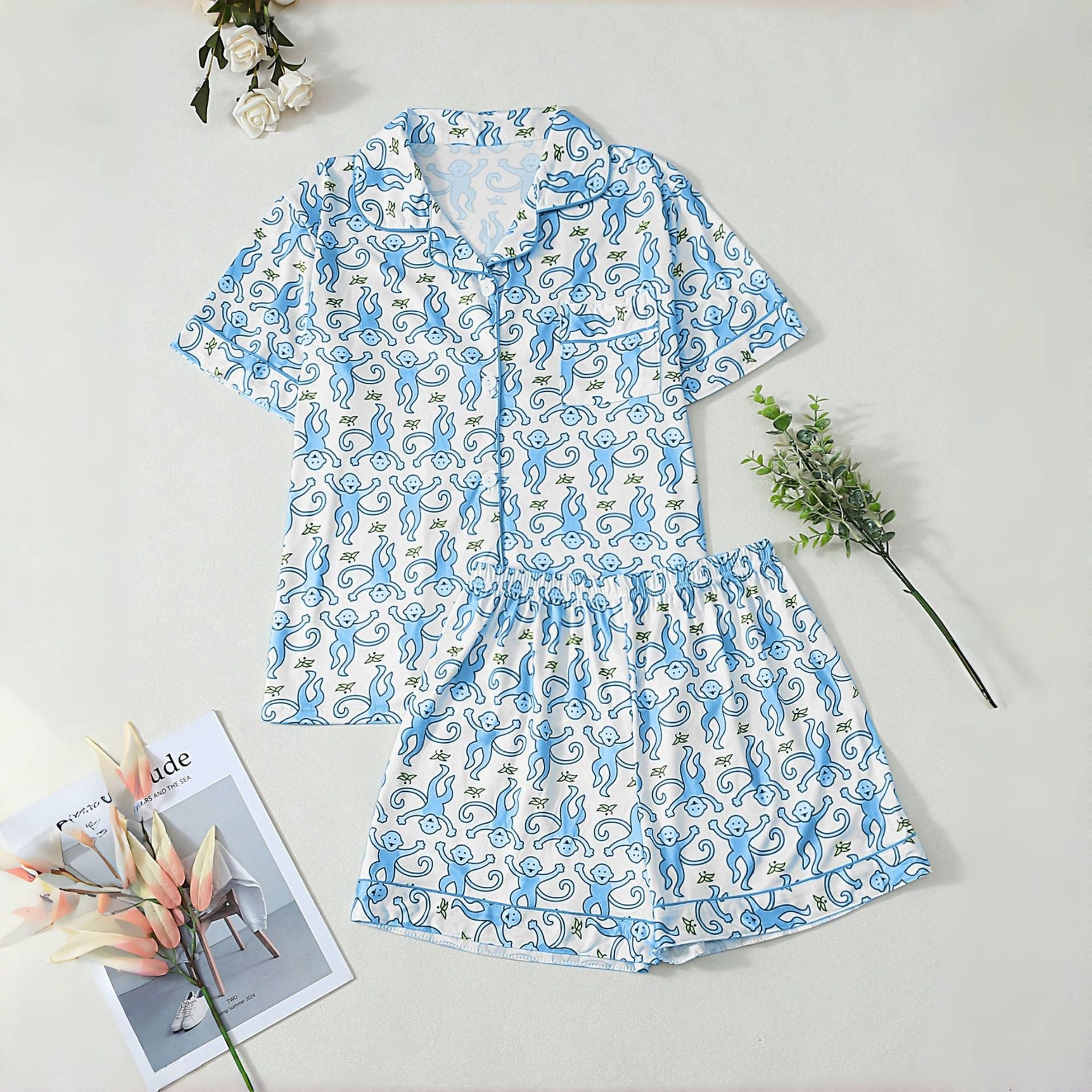 Women's Pajama Set with Playful Animal Pattern