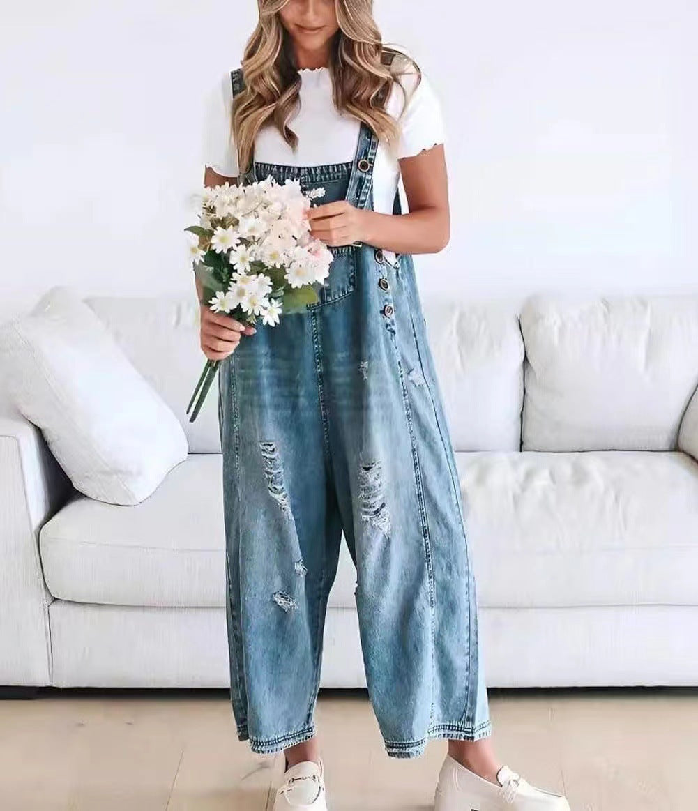 Women's Relaxed Fit Denim Dungarees