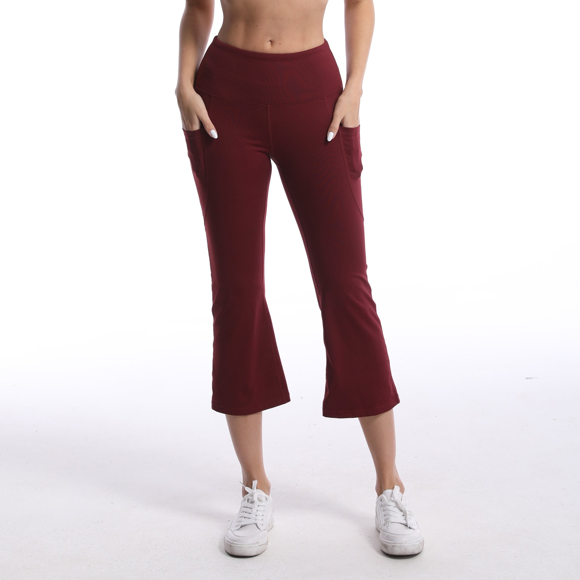 Ladies Flared Yoga Pants with High Waist and Practical Side Pockets