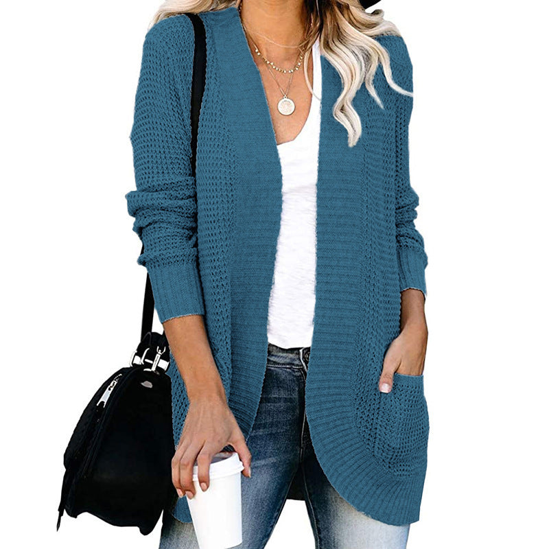 Women’s cardigan with open cut and side pockets