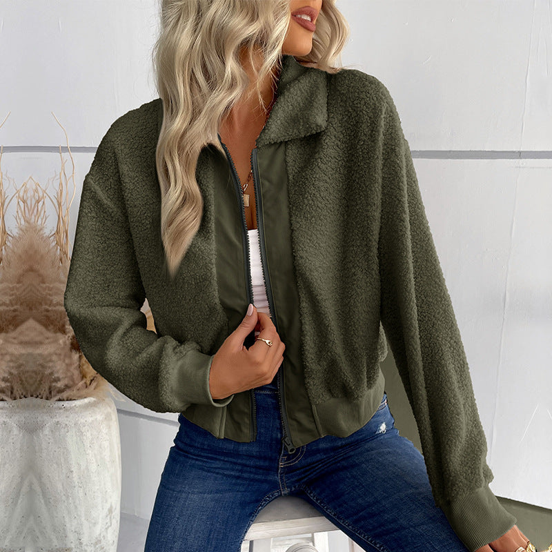 Women's teddy coat with high-quality lining and sporty cut