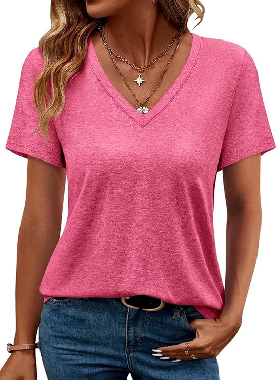 Women's V-Neck T-Shirt made of soft single jersey
