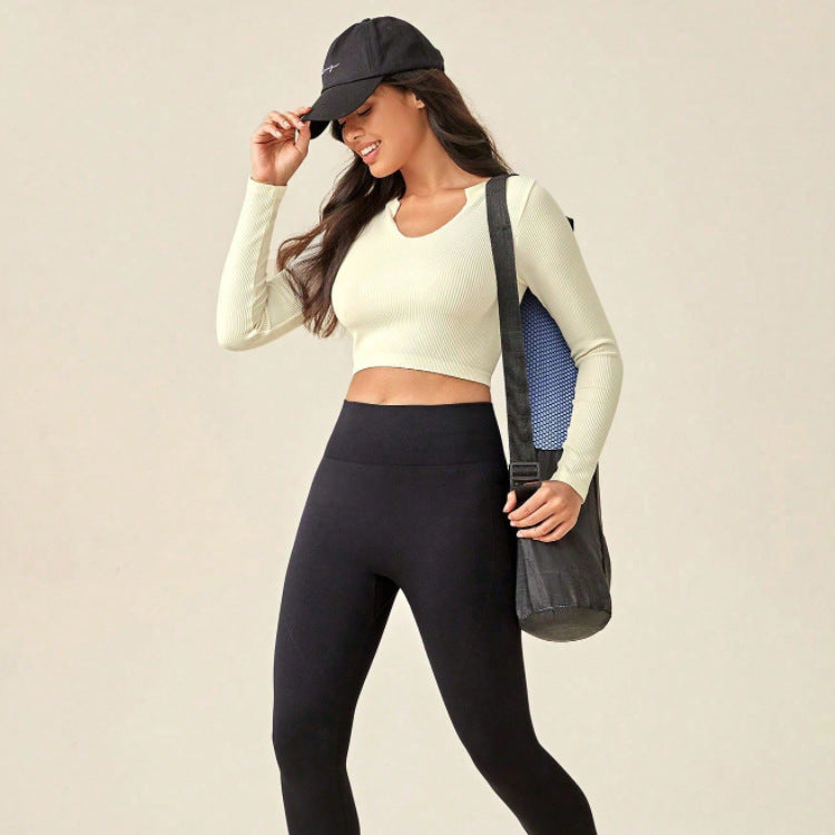 Women's Cropped Long Sleeve Ribbed Top