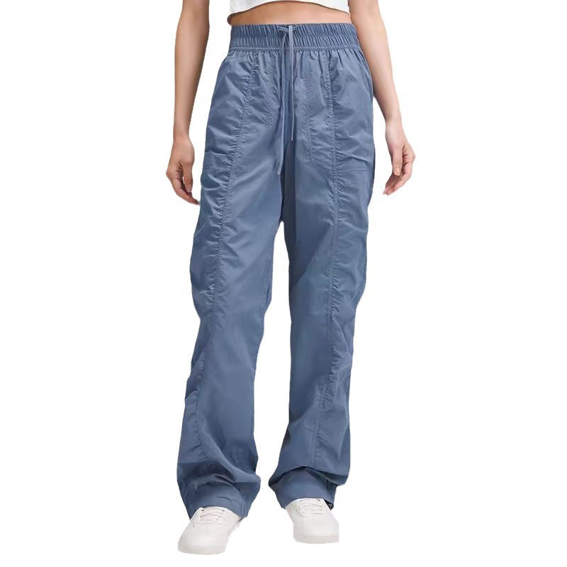 Women's sporty leisure pants with elastic waistband and side pockets