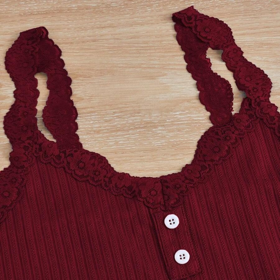 Women's Fashion Pajama Set with Lace Accents