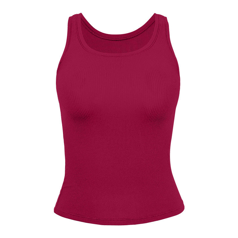 Women's form-fitting ribbed top with breathable mesh structure