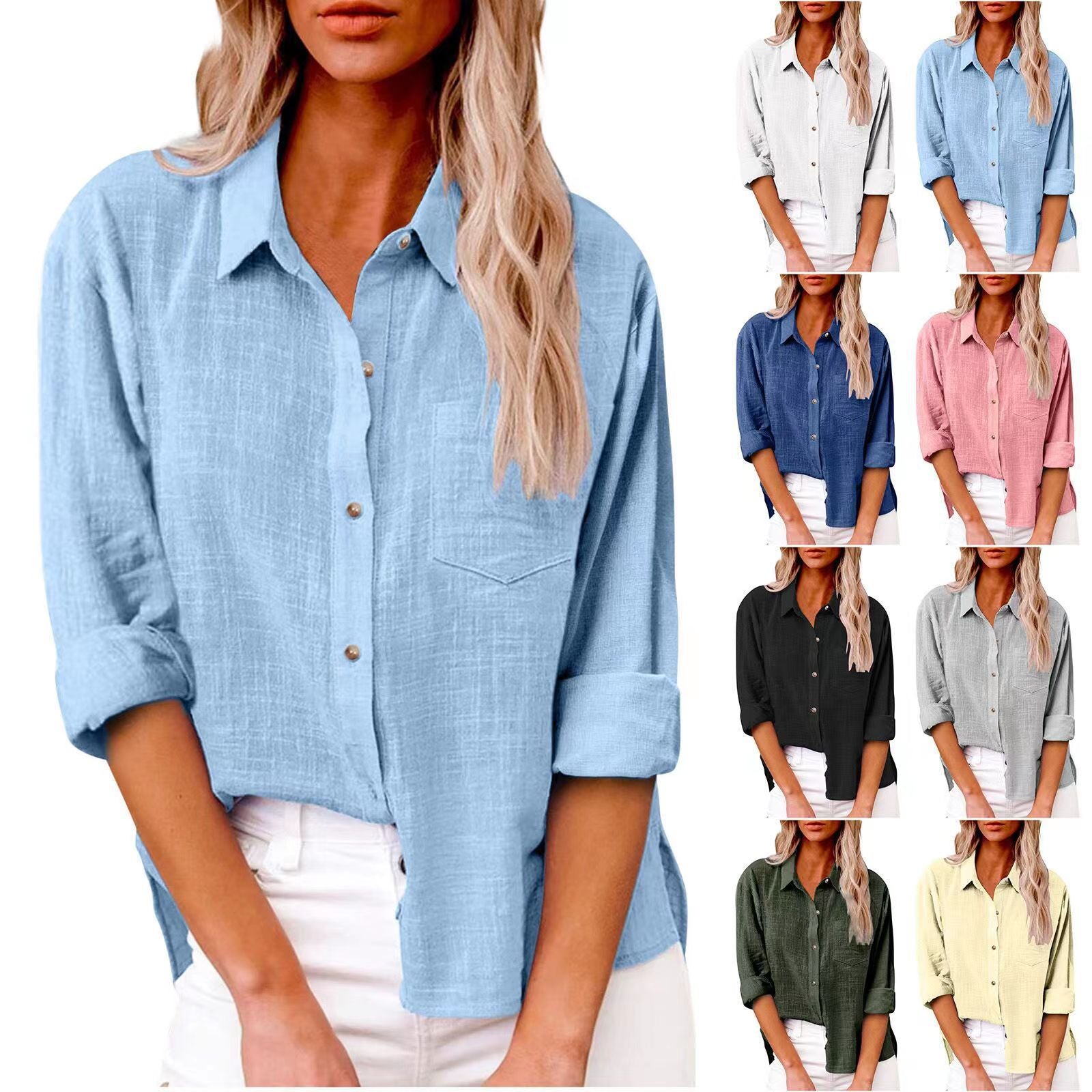 Women casual linen blouse