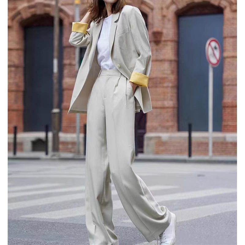 Women Tailored Wide Leg Blazer and Pants Set