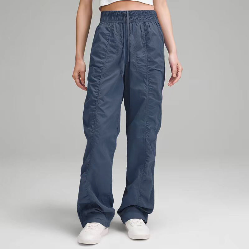 Women's sporty leisure pants with elastic waistband and side pockets