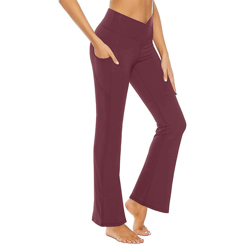 Women's Flared Yoga Pants with High Waist and Side Pockets