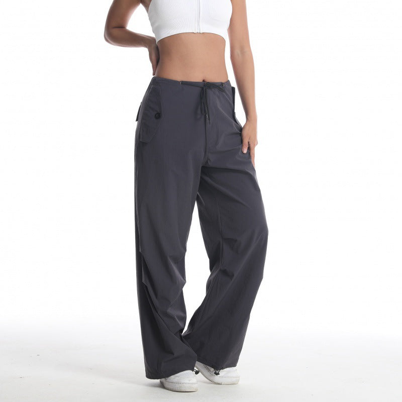 Women's casual loose-fitting outdoor pants with elastic waistband and practical pockets