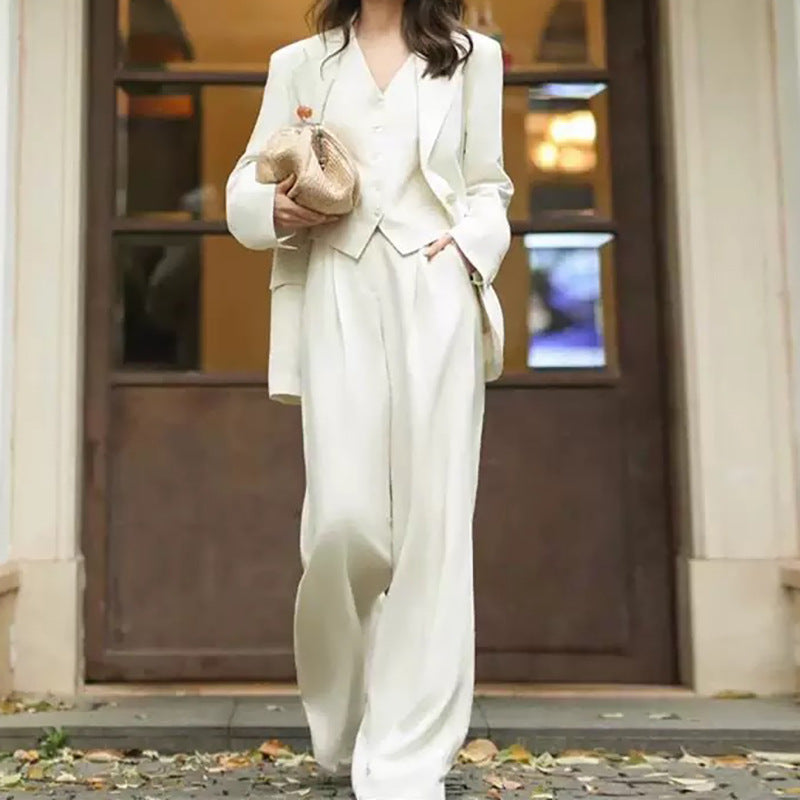 Women's Structured Blazer and Wide Pants Set
