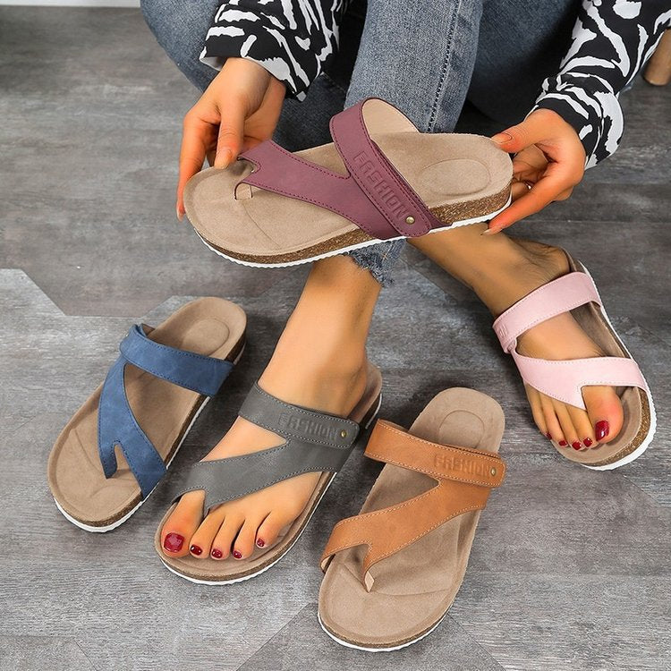 Ladies Flip-flops With Comfortable Footbed and Modern Cork Design W&w