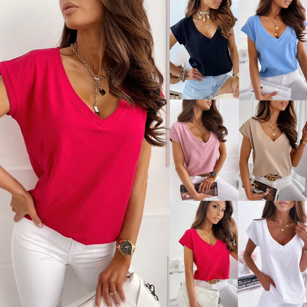 Women's V-Neck T-Shirt with Casual Fit