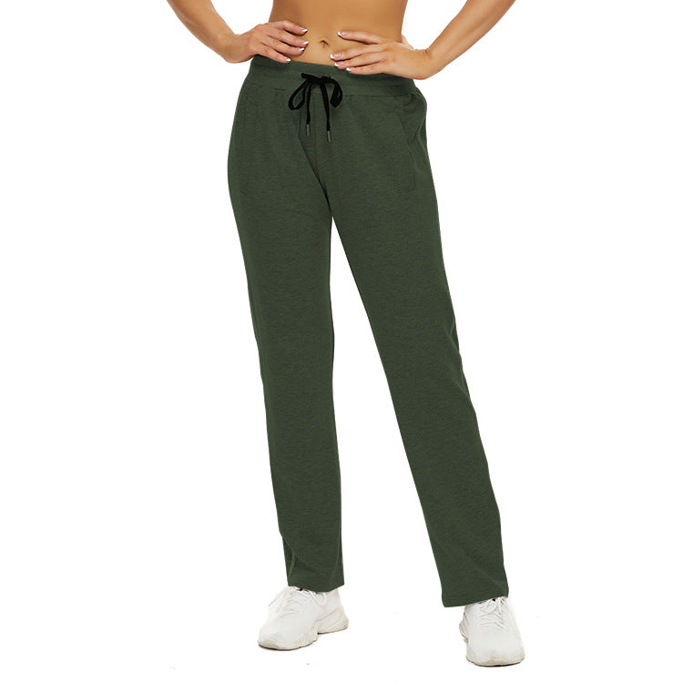 Women's casual pants with adjustable waistband and side pockets