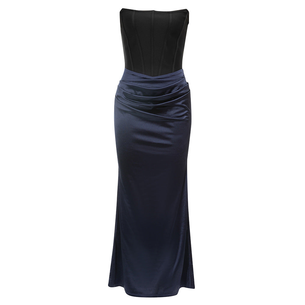 Women's Glamorous Evening Dress with Corset Top and Flowing Skirt