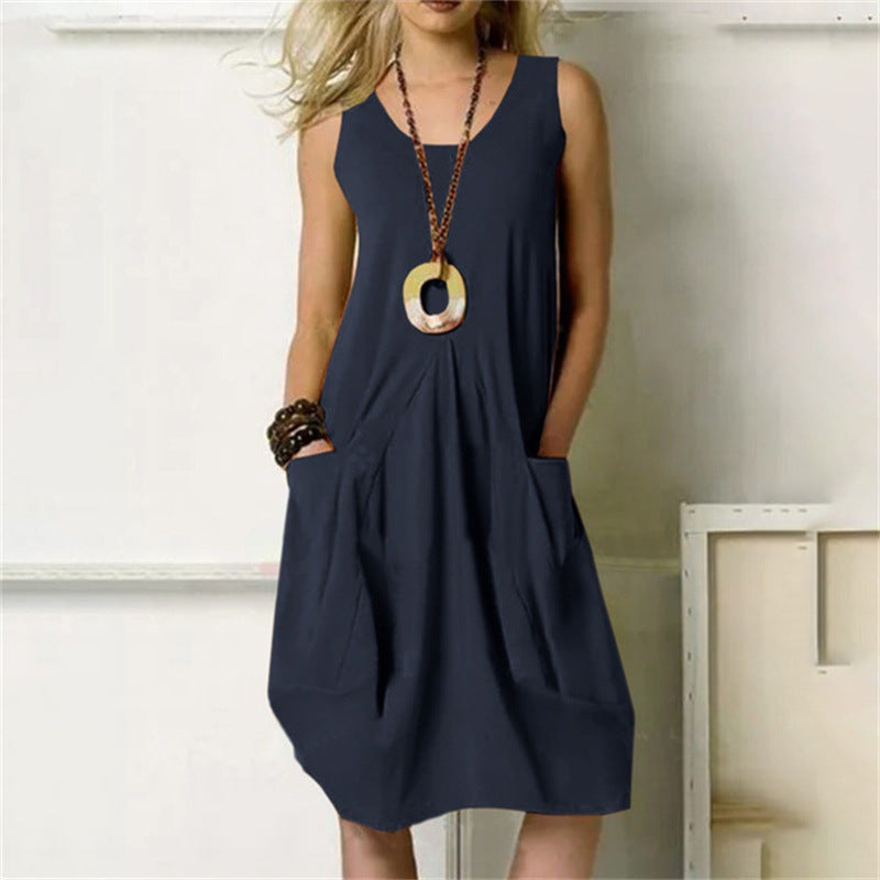 Sleeveless Cotton-Linen Dress