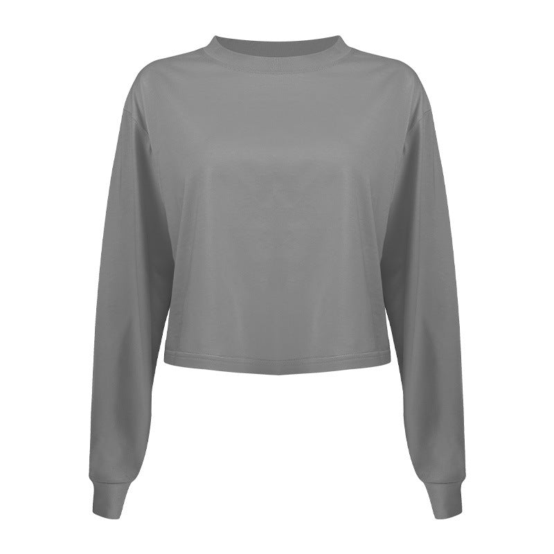 Women's casual cropped long sleeve shirt with relaxed fit and soft material