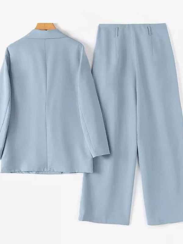 Women's Plus Size Suit with Double Breasted and Wide Leg