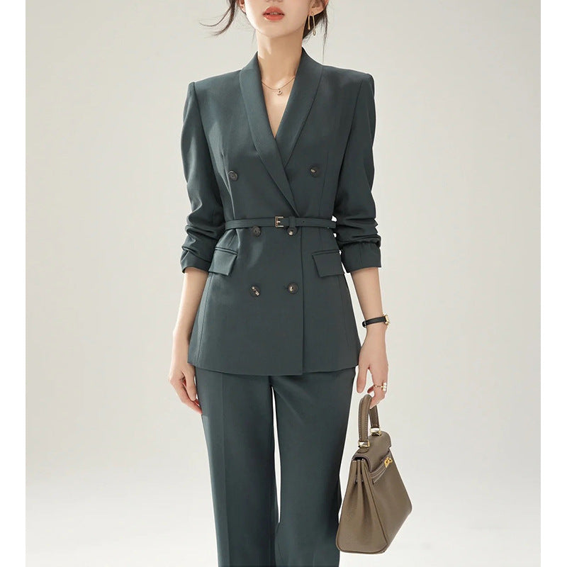 Women’s Belt Double-Breasted Suit Set