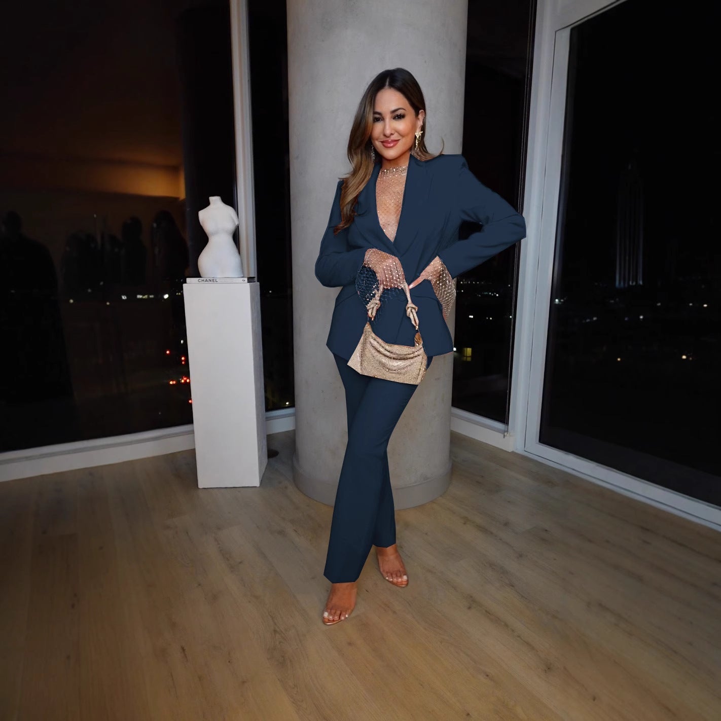 Women Elegant Blazer and Pantsuit with Chic Cut