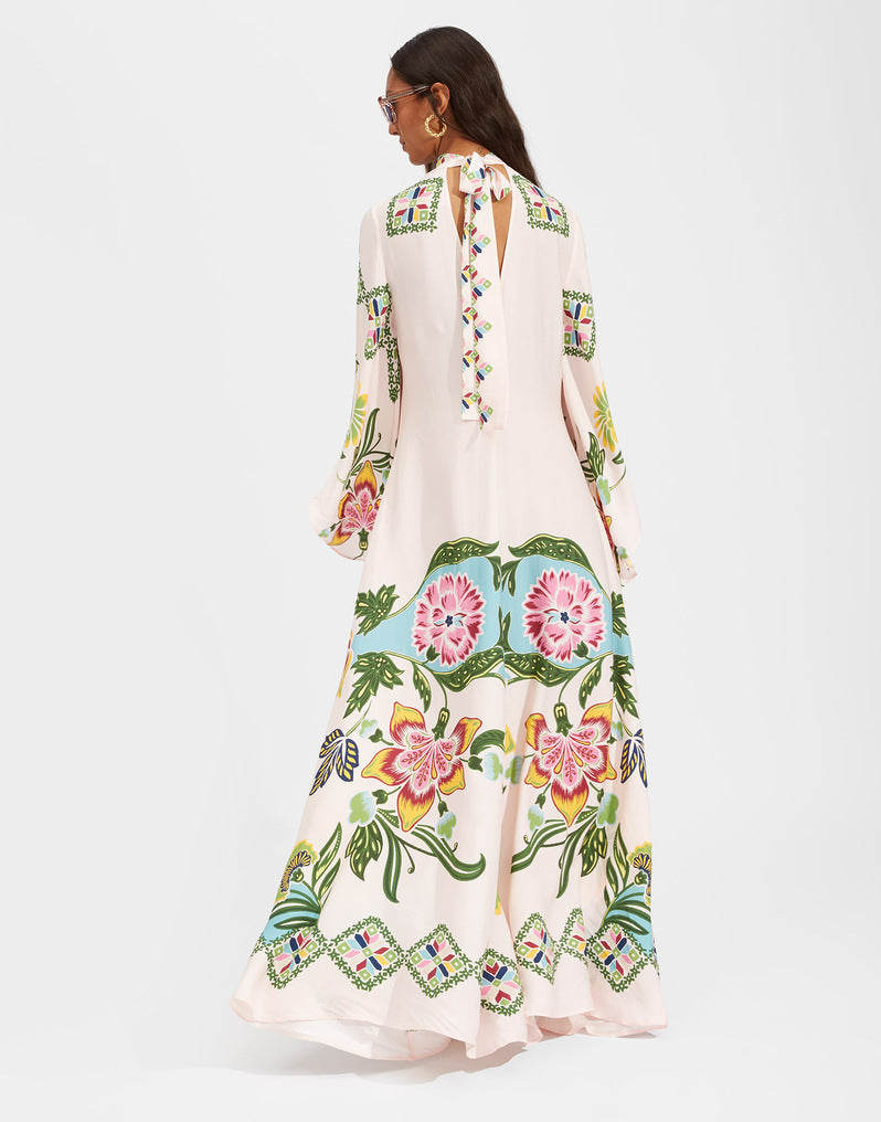 Printed Three-quarter Sleeve Dress