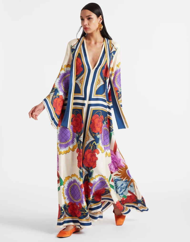 Printed Three-quarter Sleeve Dress