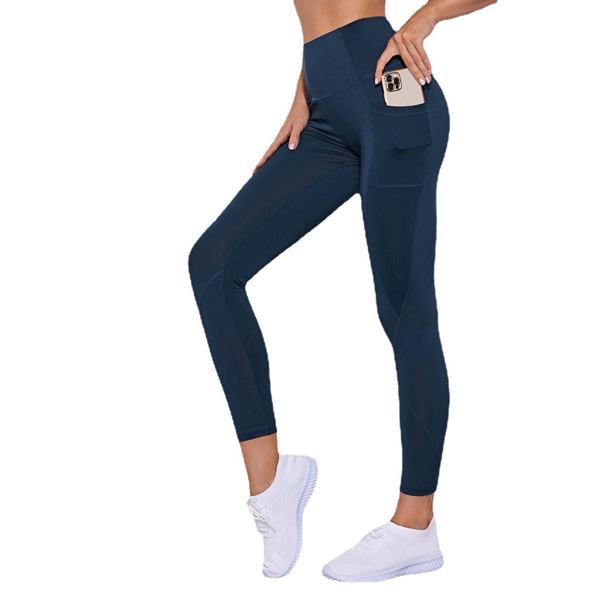 Women's sports leggings with multifunctional side pockets and high waist