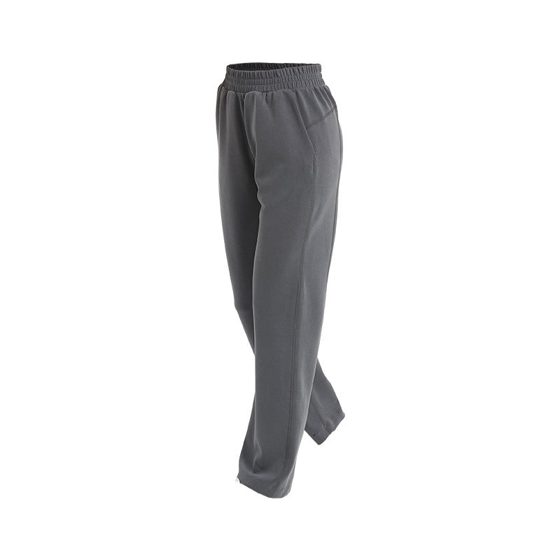 Women's High-Waisted Casual Pants with Elastic Waistband and Side Pockets
