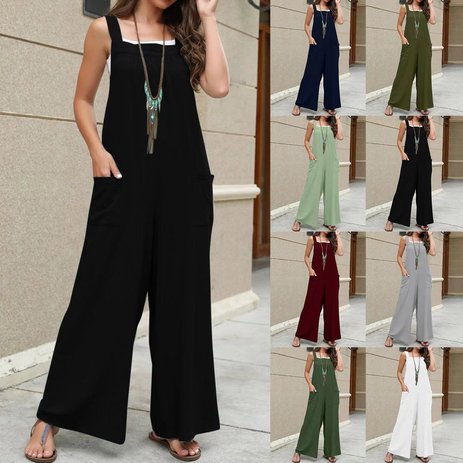 Women's Wide-Leg Overall with Adjustable Straps