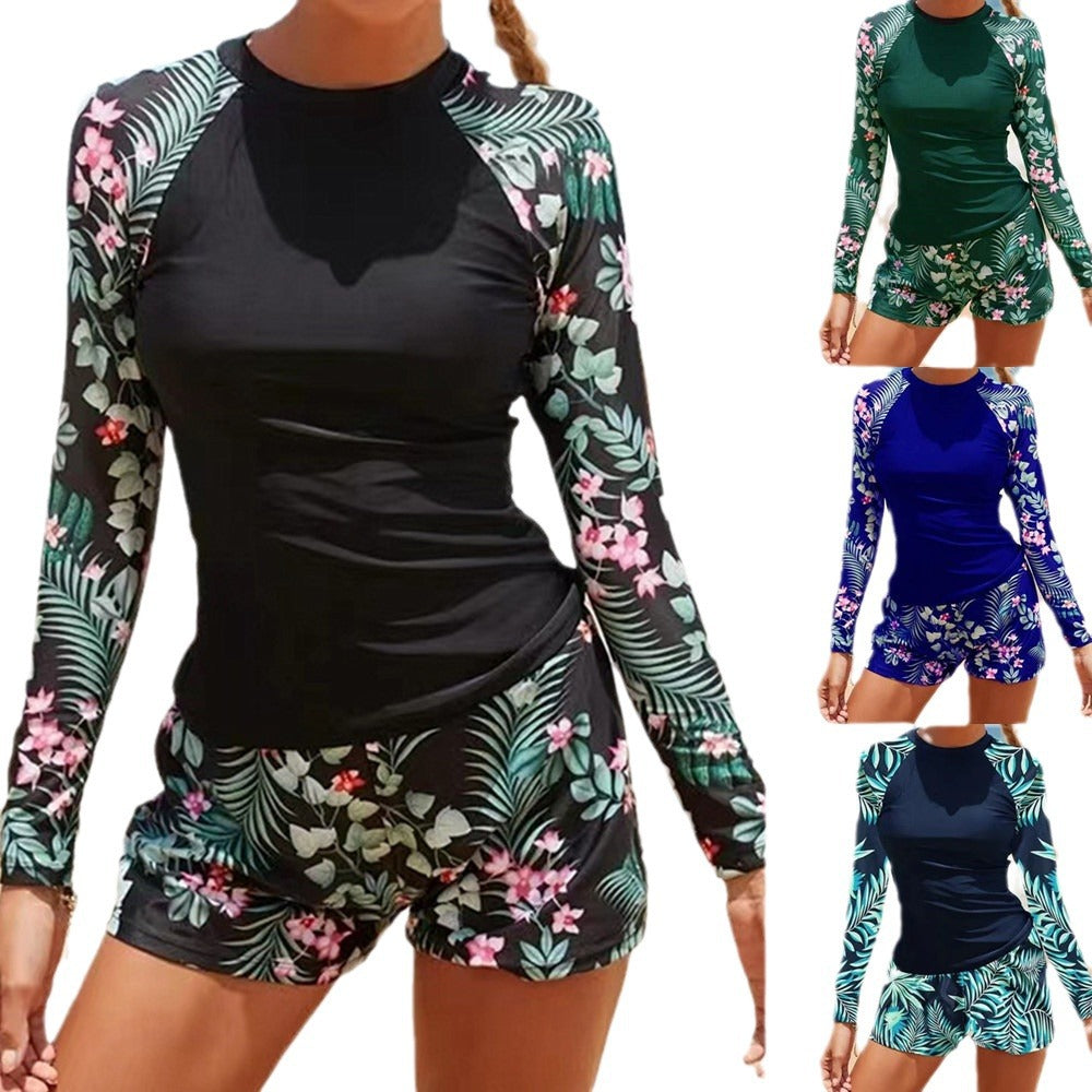 Women’s UV Protection Swimsuit with Long Sleeves and Shorts