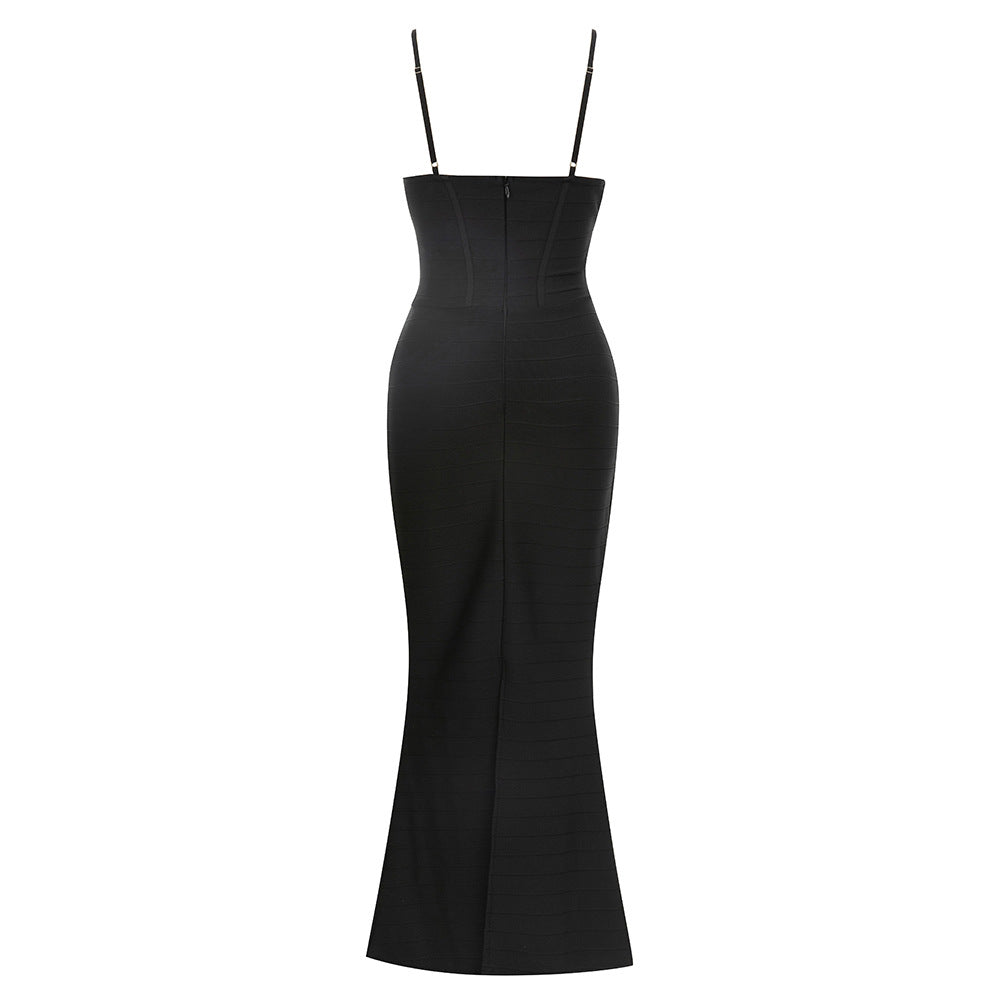 Women Glamorous Evening Dress with Sequin Top and Figure-Flattering Cut