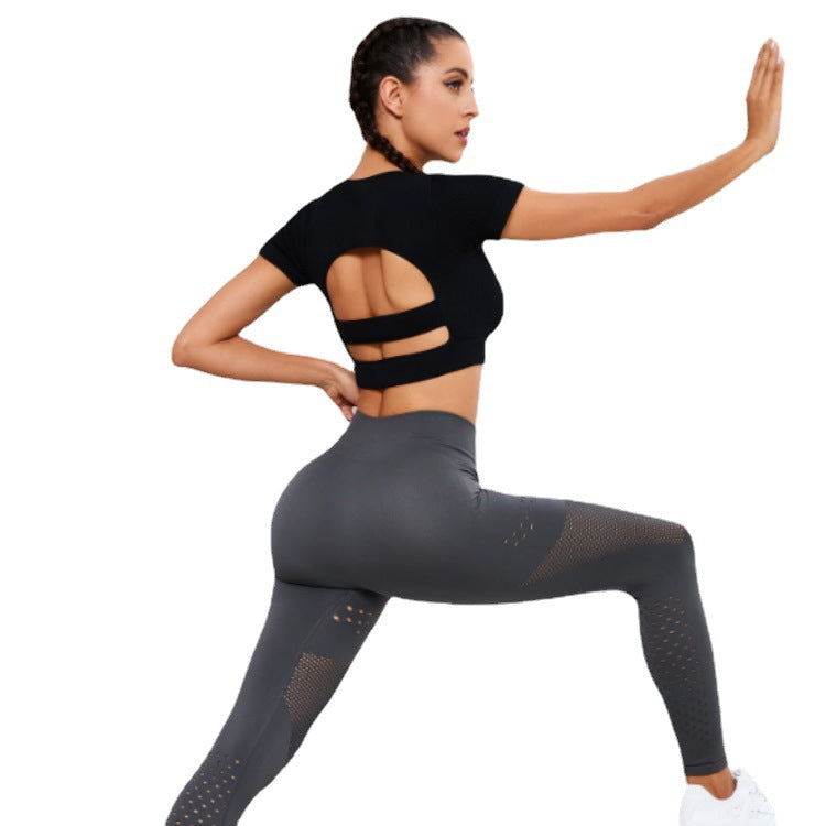 Women's Short Sleeve Textured Workout Crop Top