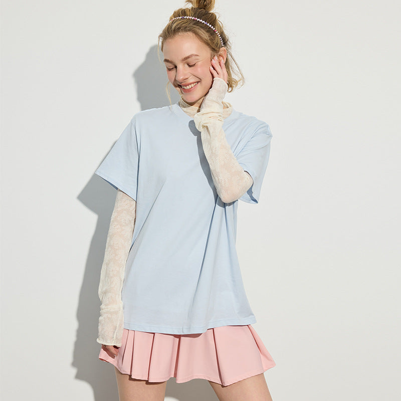 Women's basic t-shirt made from high-quality cotton with round neck