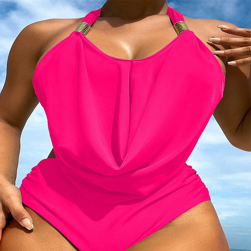 Women Halter-neck gathered one-piece swimsuit