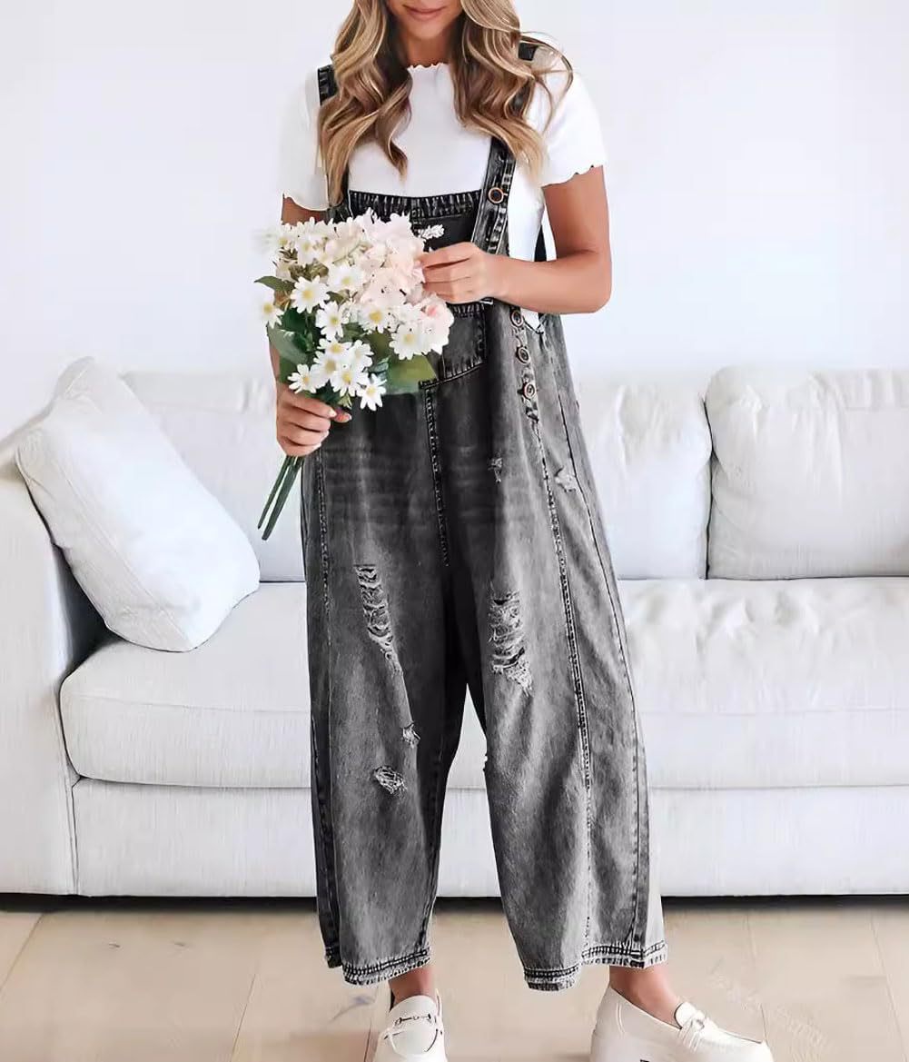 Women's Relaxed Fit Denim Dungarees