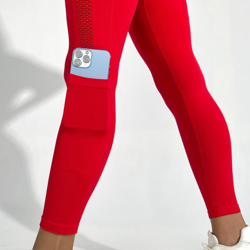 Women's High Performance Leggings with Phone Pocket and Mesh Panels