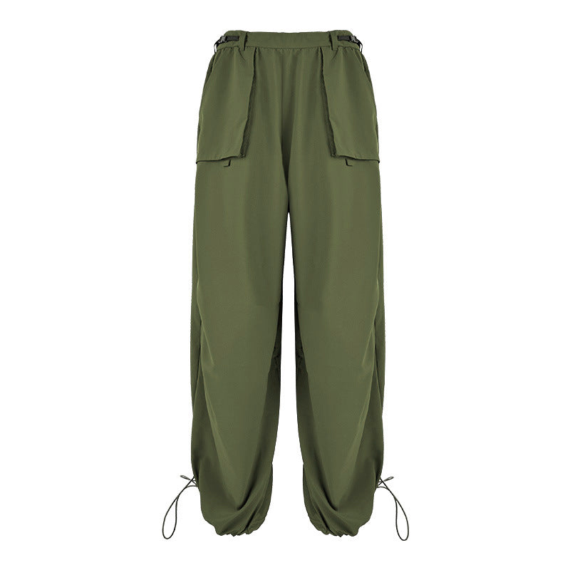 Women's casual cargo pants with adjustable waistband and practical side pockets