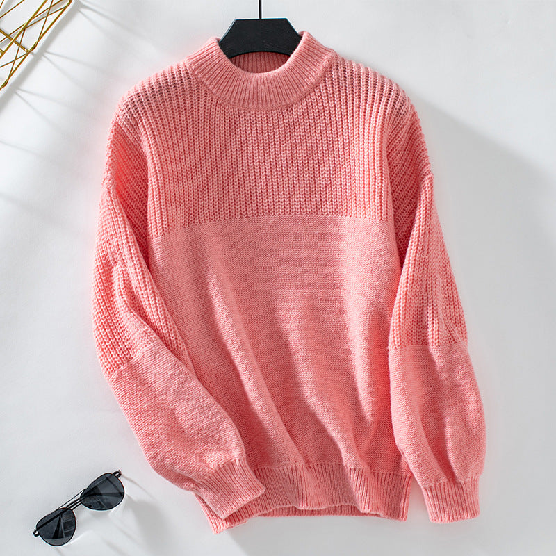Women's casual pullover with high collar and modern textured knit