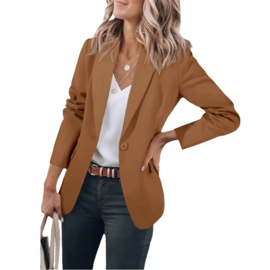 Women’s Casual Blazer with Elegant Cut and Practical Pockets
