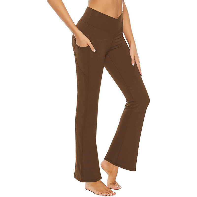 Women's Flared Yoga Pants with High Waist and Side Pockets